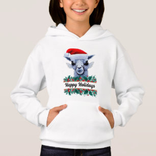 Llama With Santa Hat Hoodie