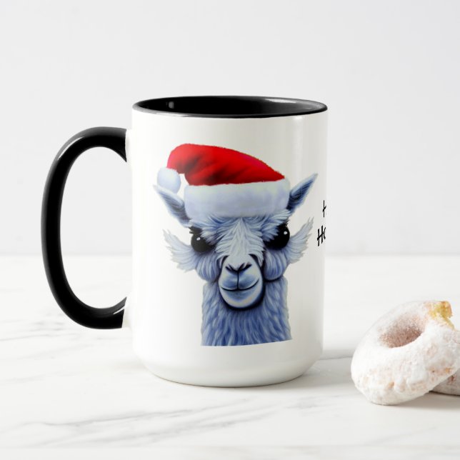Llama With Santa Hat Mug (With Donut)