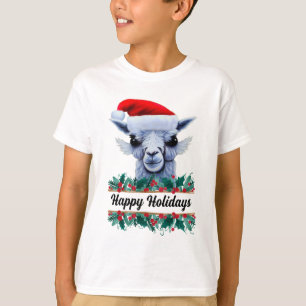 Llama With Santa Hat With Text T-Shirt