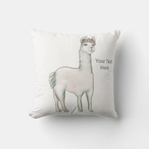 Llama with three mini pink roses crown tiara. cushion