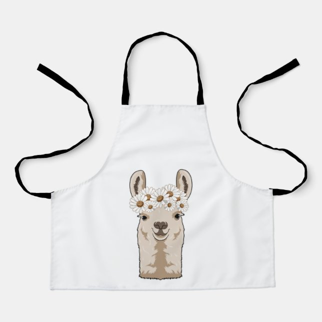Llama with white Blossoms Apron (Front)