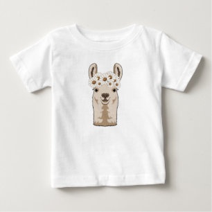 Llama with white Blossoms Baby T-Shirt