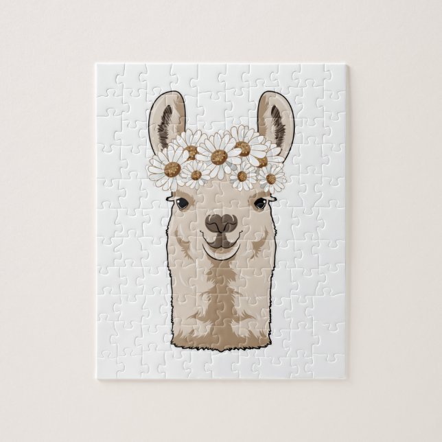 Llama with white Blossoms Jigsaw Puzzle (Vertical)