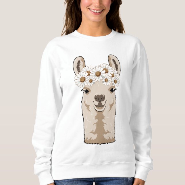 Llama with white Blossoms Sweatshirt (Front)