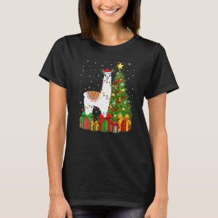 Llama  Xmas Holiday Santa Llama Christmas Tree T-Shirt