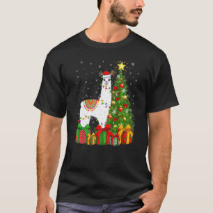 Llama  Xmas Holiday Santa Llama Christmas Tree T-Shirt