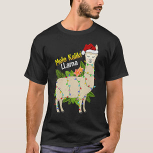 Llama Xmas Lights Mele Kalikimaka Llama Christmas T-Shirt