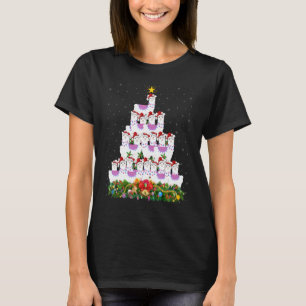 Llama  Xmas Lights Santa Llama Christmas Tree T-Shirt