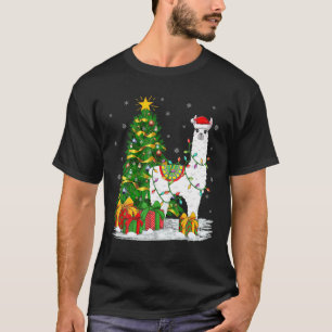 Llama Xmas Tree Family Matching Santa Alpaca Chris T-Shirt