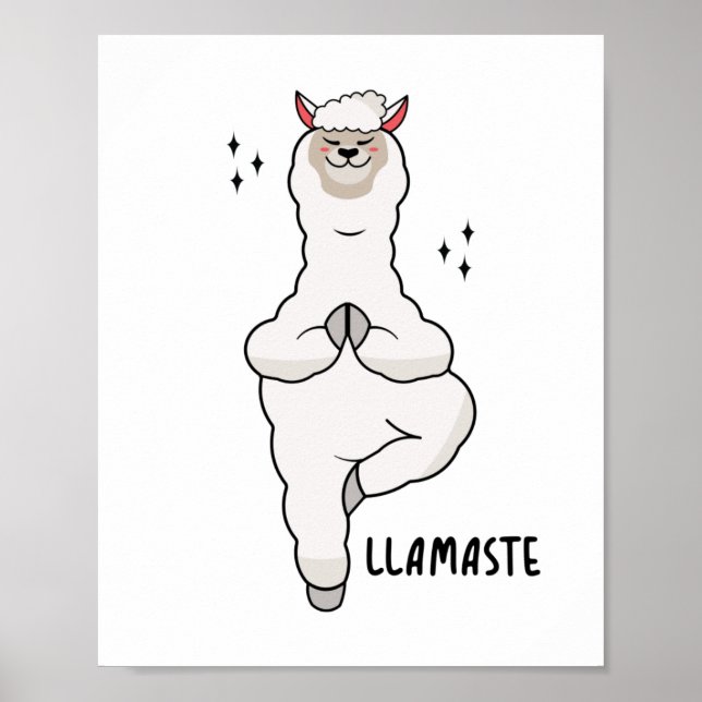 Llama Yoga Pose With Llamaste Poster (Front)