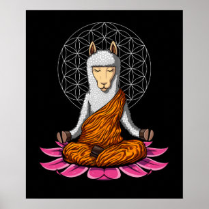 Llama Yoga Zen Alpaca Meditation Animal Poster