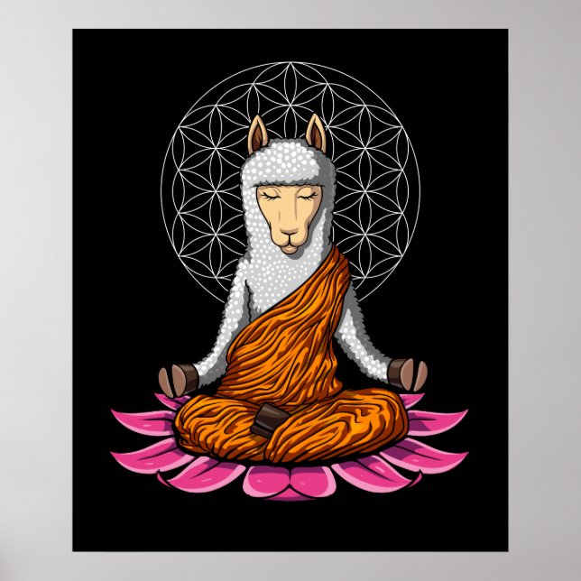 Llama Yoga Zen Alpaca Meditation Animal Poster (Front)
