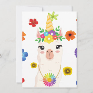 Llamacorn Blank Invitation 5x 7 card