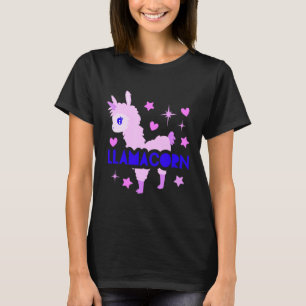 Llamacorn Llama Cute Unicorn Hearts Stars Blue T-Shirt