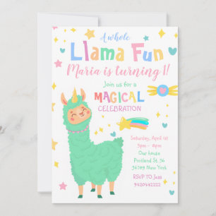 Llamacorn Magical Llama Birthday Invitation