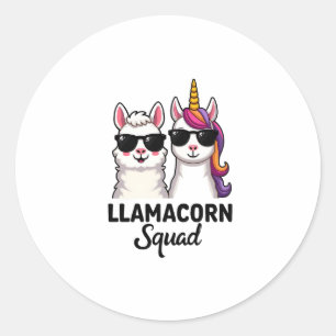 Llamacorn Squad Funny Unicorn Llama Squad Christma Classic Round Sticker