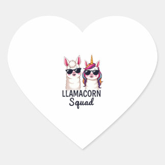 Llamacorn Squad Funny Unicorn Llama Squad Christma Heart Sticker