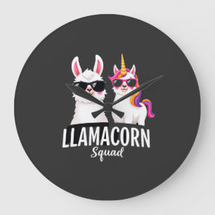 Llamacorn Squad Funny Unicorn Llama Squad Christma Large Clock