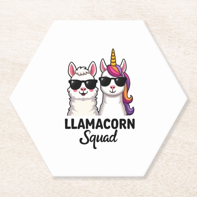Llamacorn Squad Funny Unicorn Llama Squad Christma Paper Coaster (Front)