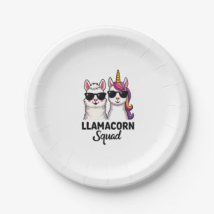 Llamacorn Squad Funny Unicorn Llama Squad Christma Paper Plate