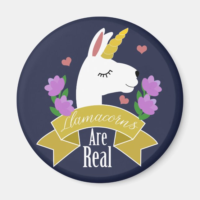Llamacorns are Real Llama & Flowers Magnet (Front)