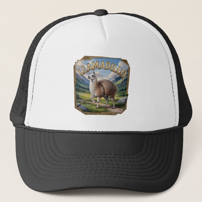 Llamadillo Photographic – Llama Armadillo Funny Trucker Hat (Front)