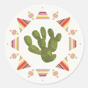 Llamarama Collection   Cactus Circle Classic Round Sticker