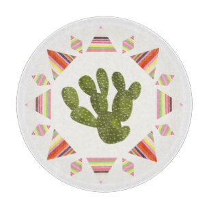 Llamarama Collection   Cactus Circle Cutting Board