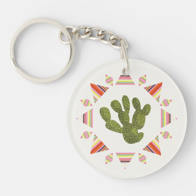 Llamarama Collection | Cactus Circle Key Ring (Front)