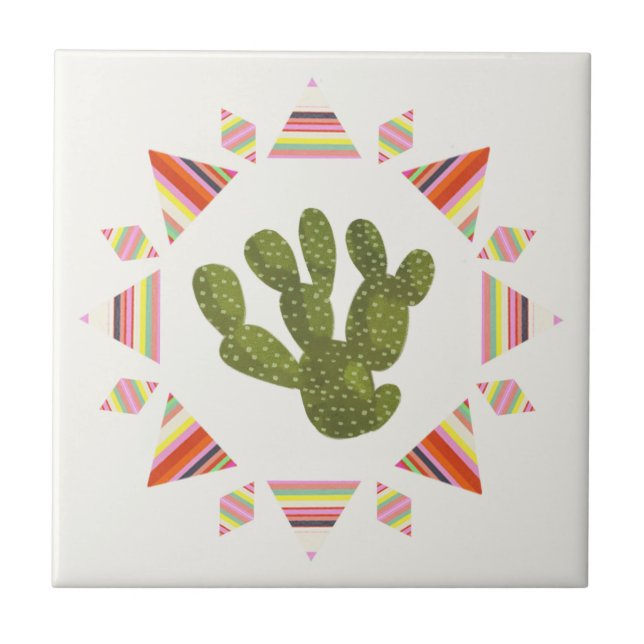 Llamarama Collection | Cactus Circle Tile (Front)