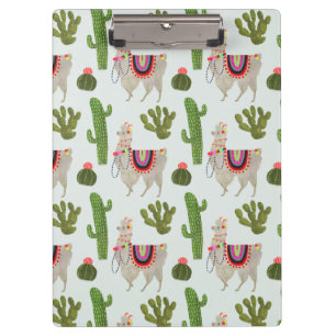Llamarama Collection   Cactus & Llama Pattern Clipboard