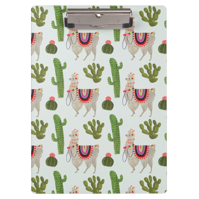 Llamarama Collection | Cactus & Llama Pattern Clipboard (Front)