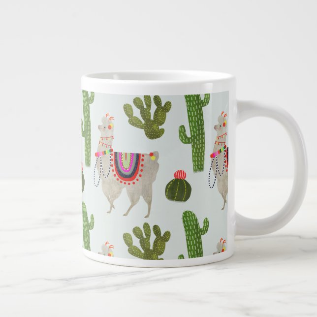 Llamarama Collection | Cactus & Llama Pattern Large Coffee Mug (Right)