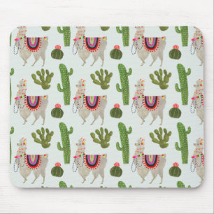 Llamarama Collection   Cactus & Llama Pattern Mouse Mat