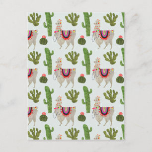 Llamarama Collection   Cactus & Llama Pattern Postcard