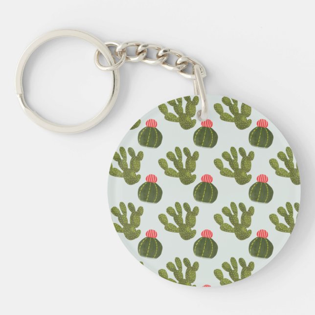 Llamarama Collection | Cute Cactus Pattern Key Ring (Front)