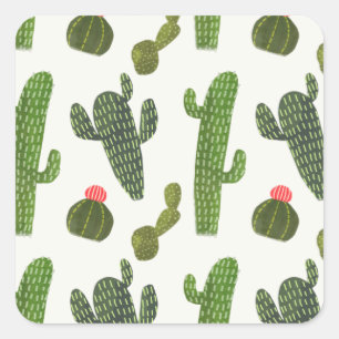 Llamarama Collection Cute Cactus Square Sticker