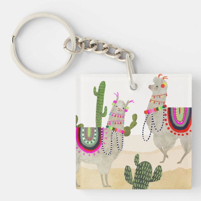 Llamarama Collection | Cute Lllamas Key Ring (Front)