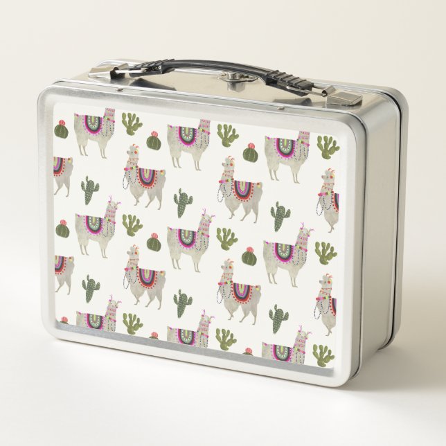 Llamarama Collection | Cute Lllamas Metal Lunch Box (Back)