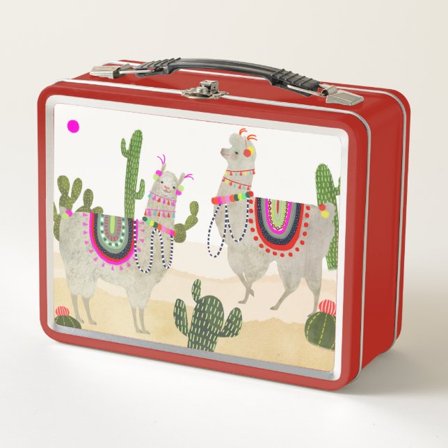 Llamarama Collection | Cute Lllamas Metal Lunch Box (Front)