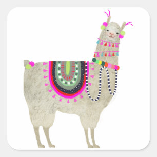 Llamarama Collection   Cute Lllamas Square Sticker