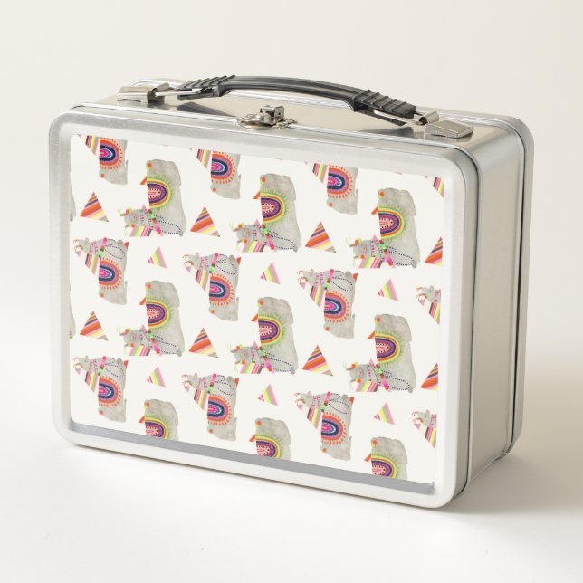 Llamarama Collection Pattern II Metal Lunch Box (Front)