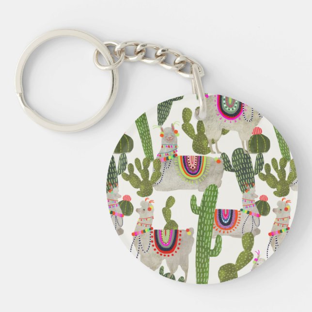 Llamarama Collection Pattern Key Ring (Front)