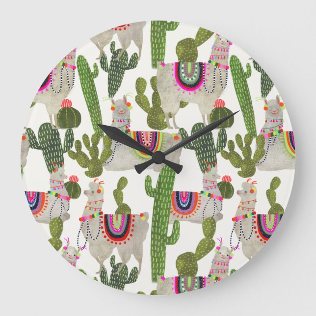 Llamarama Collection Pattern Large Clock (Front)