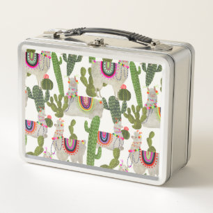 Llamarama Collection Pattern Metal Lunch Box