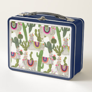 Llamarama Collection Pattern Metal Lunch Box