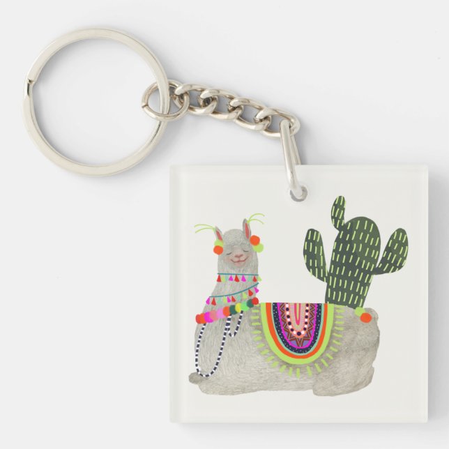 Llamarama Collection | Smiling Llamas Key Ring (Front)
