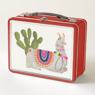 Llamarama Collection   Smiling Llamas Metal Lunch Box