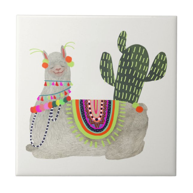 Llamarama Collection | Smiling Llamas Tile (Front)