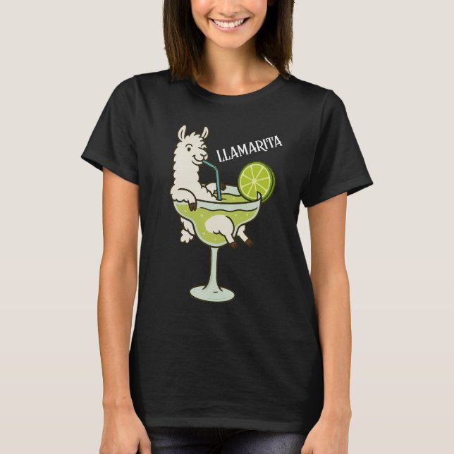 Llamarita Llama in a Margarita Glass T-Shirt (Front)